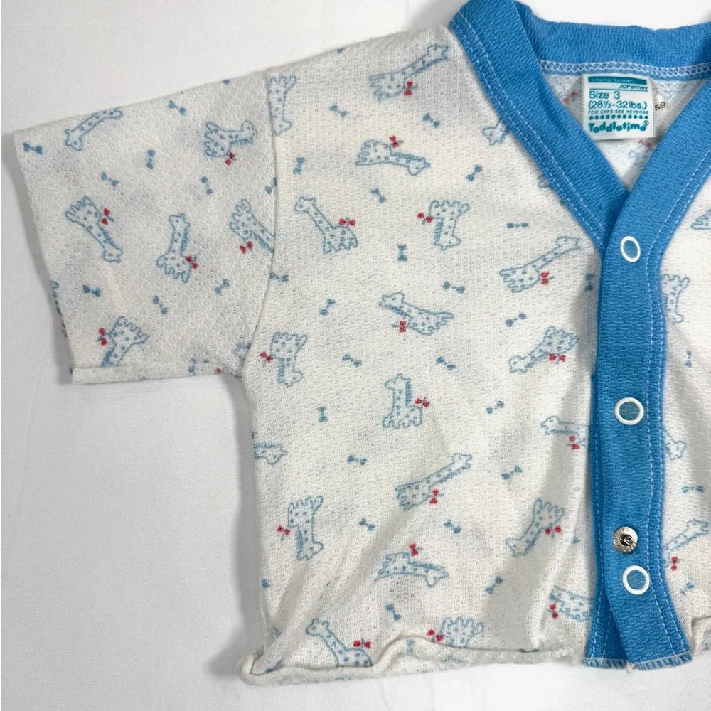 JC PENNEY Toddletime 70s-80s Vintage Baby Boys' Giraffe‎ Button Up Sleepshirt 3